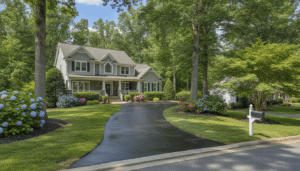 Freshly sealcoated residential driveway in Virginia